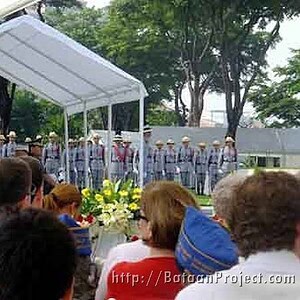 Part of the audience is seen in this photo of Philippine Soldiers dressed as members of the 26th U.S. Cavalry Philippine Scouts. Philippine Soldiers as members of the 26th U.S. Cavalry Philippine Scouts.