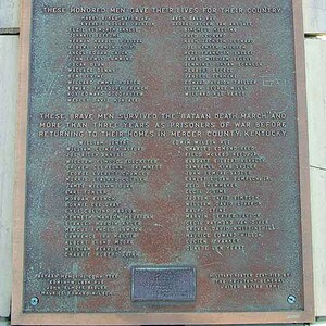 Close up of names of the members of D Company who were members of the Kentucky National Guard. Co. D memorial