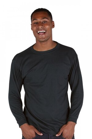 <p style="font-weight: bold; color: #000000;">LONG SLEEVE PREMIUM T-SHIRT</p>
<div style="display: grid; grid-template-columns: 1fr 1fr; gap: 20px;">
<!-- Left Column: Features -->
<div style="text-align: left; margin: 0 0 15px 0;">
<p style="text-align: left; margin: 0;"><strong>Features:</strong></p>
<span>Weight 200gsm</span><br>
<span>100% Cotton</span><br>
<span>Twin needle stitching throughout</span><br>
<span>Ribbed Cuff</span><br>
<span>Taped shoulder to shoulder</span><br>
<span>2XL available in Black and Navy only</span><br>
</div>
<!-- Right Column: Size Guide -->
<div style="text-align: left; margin: 0 0 15px 0;">
<p style="text-align: left; margin: 0;"><strong>Size Guide (Chest in inches):</strong></p>
<span>S – 40</span><br>
<span>M – 42</span><br>
<span>L – 44</span><br>
<span>XL – 48</span><br>
<span>2XL – 50</span><br>
</div>
</div> Black Long Sleeve