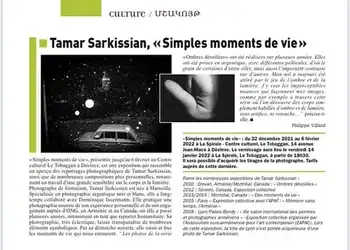 France Arménie, Article sur l'exposition Simples moments de Vie, 2021 Parutions Médias Prise de vue & Retouche photographie Tamar Sarkissian