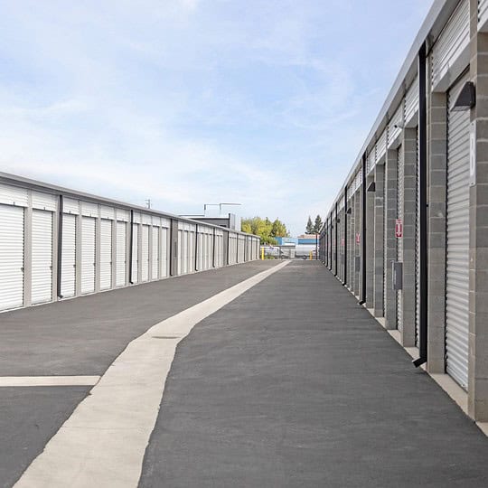 Picture of our convenient storage units with drive-up access in Modesto, CA, making loading and unloading of your items quick and easy.