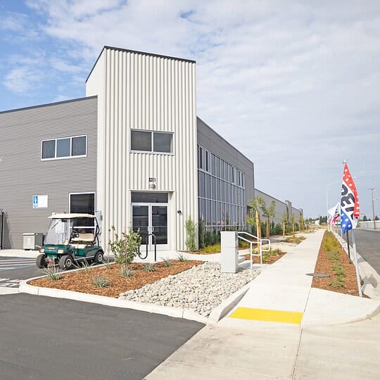 Front view of the office at Pelandale RV & Boat Storage in Modesto, CA, welcoming customers with professional service.