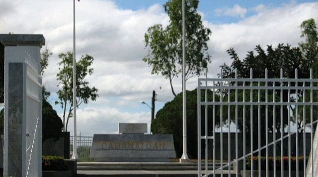 Main entrance to the memorial at Cabanatuan Cabanatuan Memorial Gates