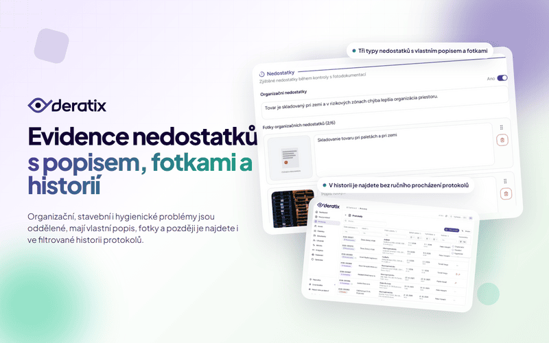 Evidence nedostatků s popisem, fotkami a historií