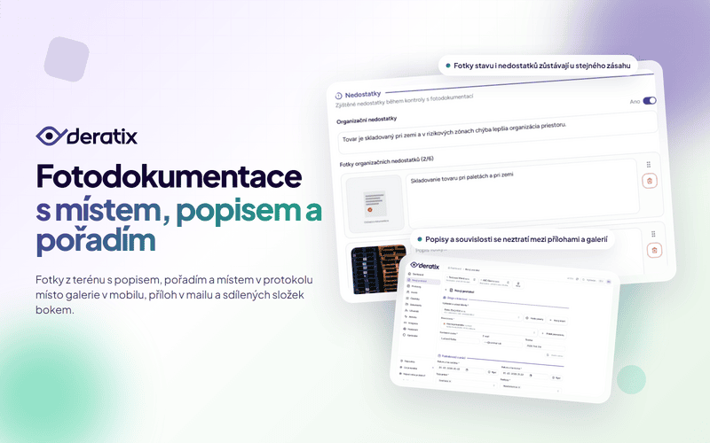 Fotodokumentace s místem, popisem a pořadím