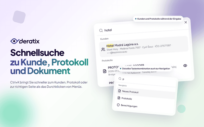 Schnellsuche fur Kunden, Protokolle und Dokumente