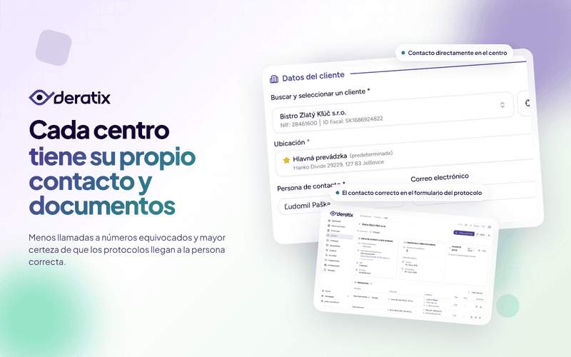 Contactos en centros de trabajo separados del contacto de la empresa