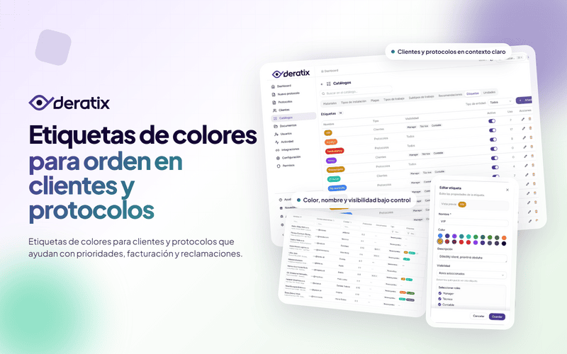 Etiquetas para clientes y protocolos: prioridades, reclamaciones y vision general