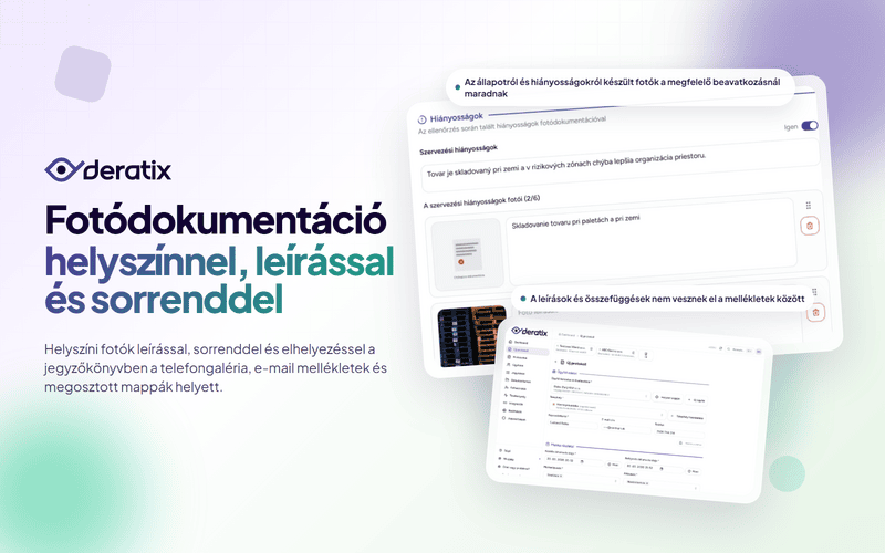 Fotódokumentáció helyszínnel, leírással és sorrenddel