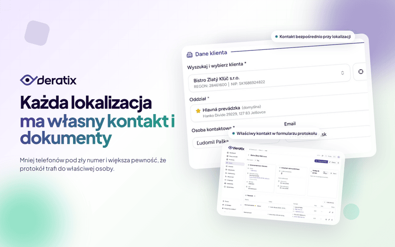 Kontakty w oddziałach oddzielone od kontaktu firmy