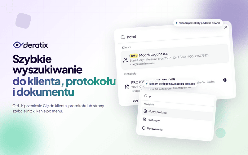 Szybkie wyszukiwanie klientow, protokolow i dokumentow