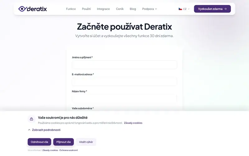 Registrační formulář - Desktop