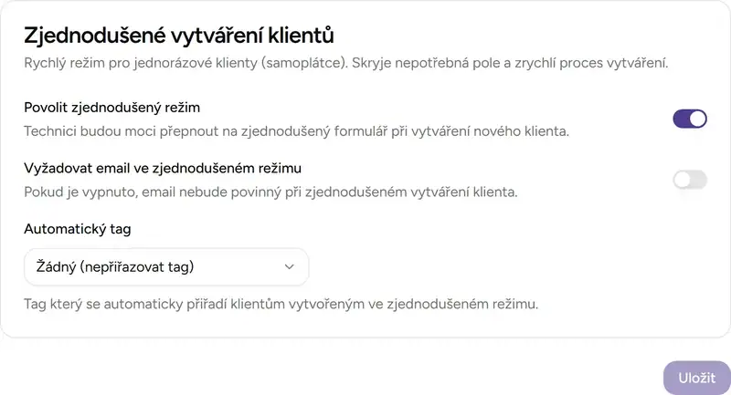 Nastavení klientů - Desktop