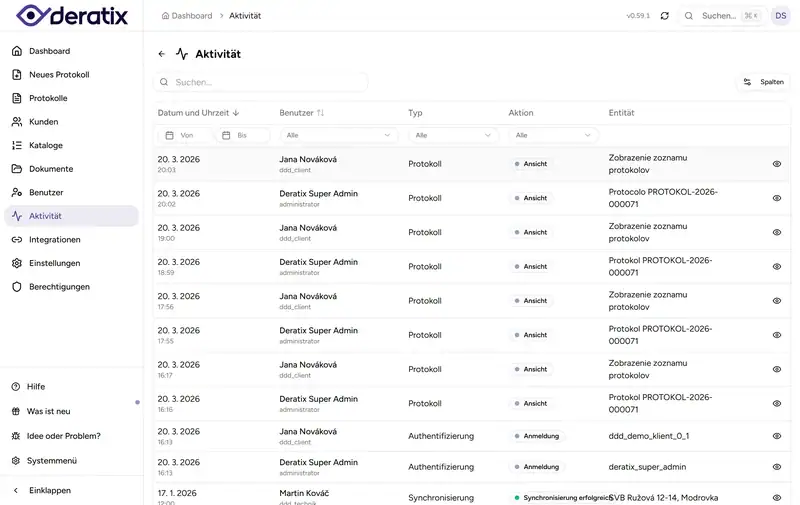 Aktivitätsverlauf bei der Teamverwaltung - Desktop