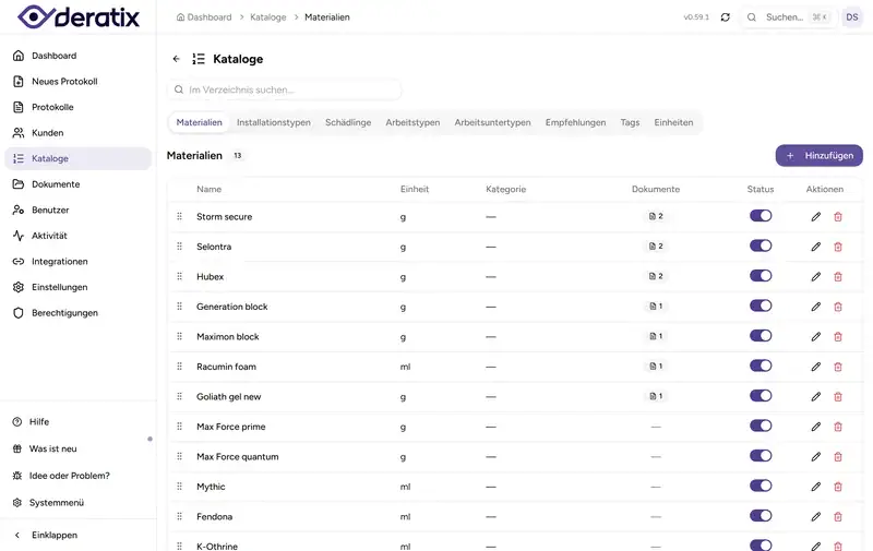 Materialkatalog - Desktop