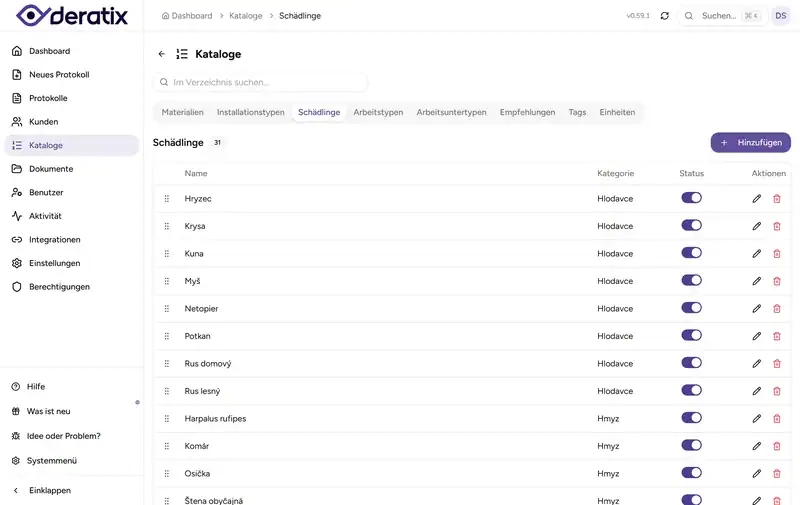 Schädlinge codebook - Desktop