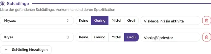 Abschnitt Schädlinge - Desktop