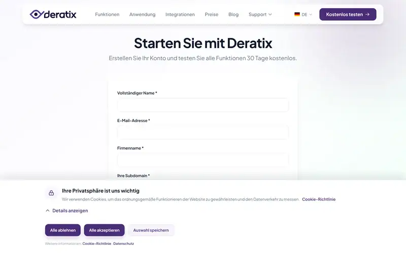 Registrierungsformular - Desktop
