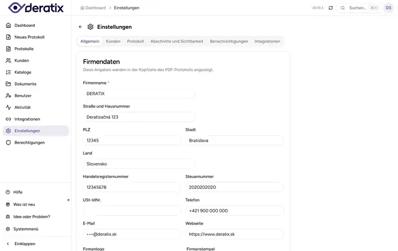 Deratix Ihr Firmenbranding — desktop application screenshot showing the feature in action