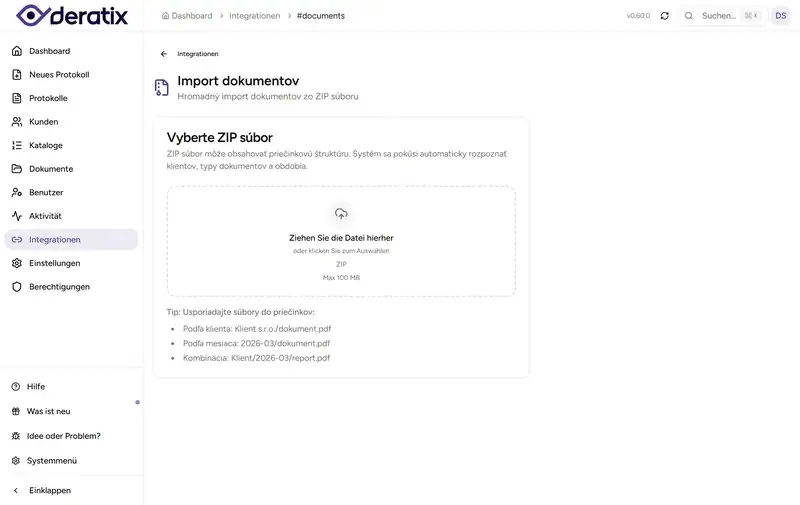 Dokumentenimport - Startbildschirm - Desktop