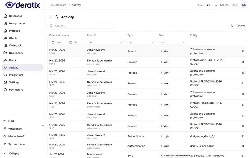 Activity history for team management - Desktop