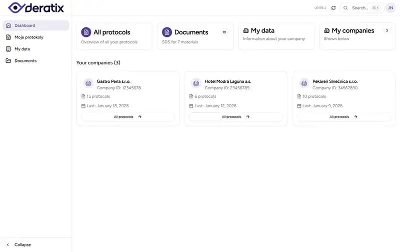 Dashboard with multiple assigned companies - Desktop