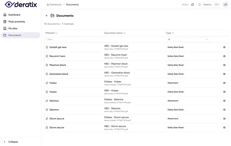 Documents available in the client portal - Desktop