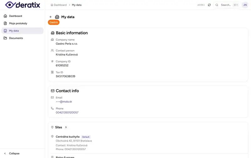 My Data section in the client portal - Desktop
