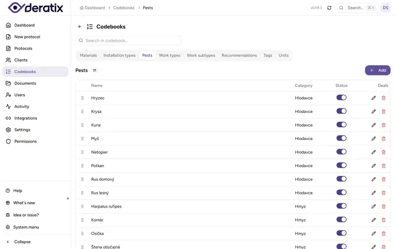 Pests codebook - Desktop