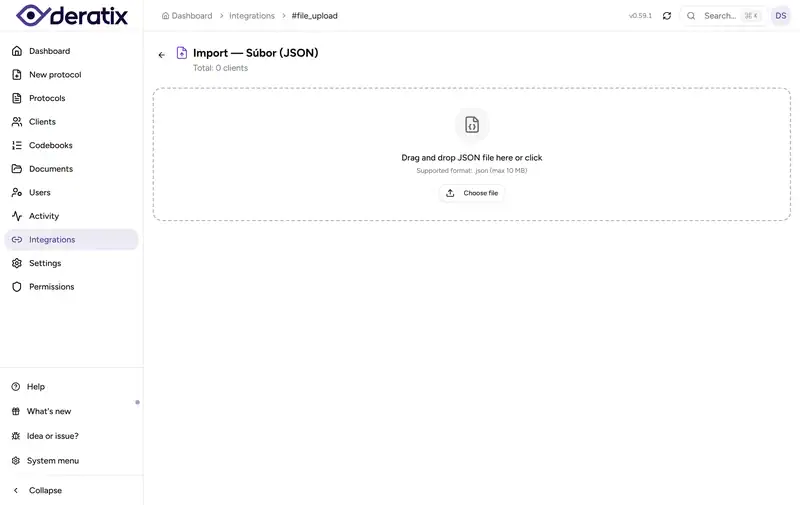 File upload for client import - Desktop