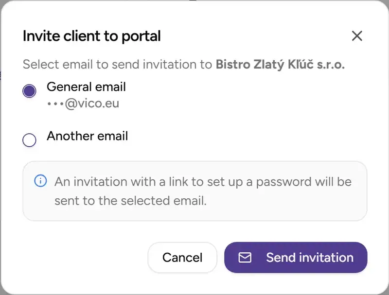 Invitation dialog - Desktop