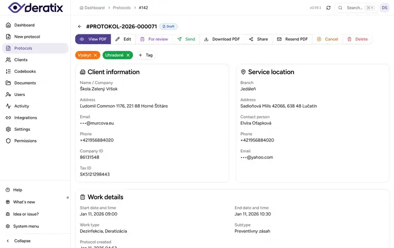 Protocol detail with PDF, history, and next steps - Desktop
