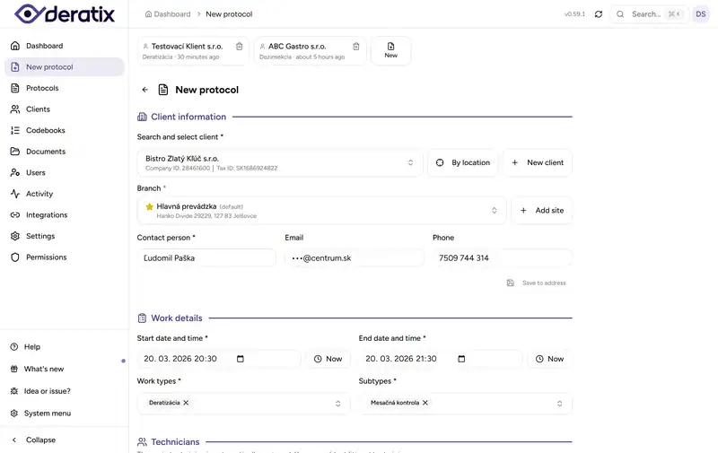 Deratix Digital protocol — desktop application screenshot showing the feature in action