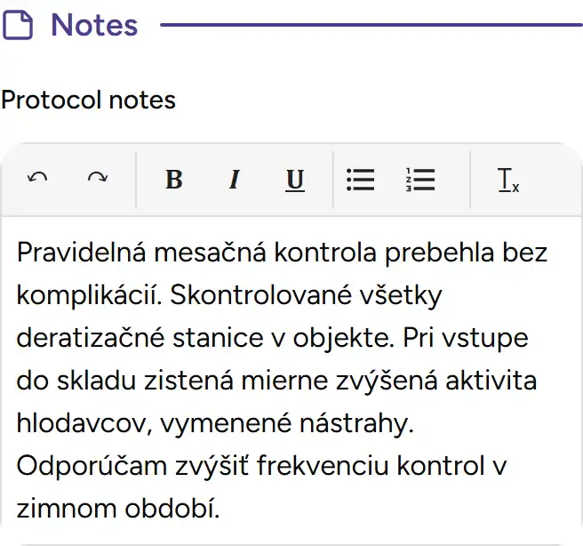 Notes section