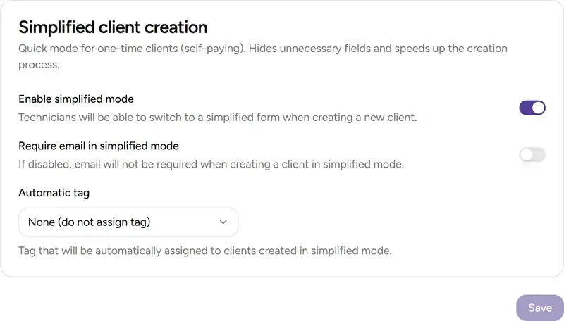 Client settings - Desktop