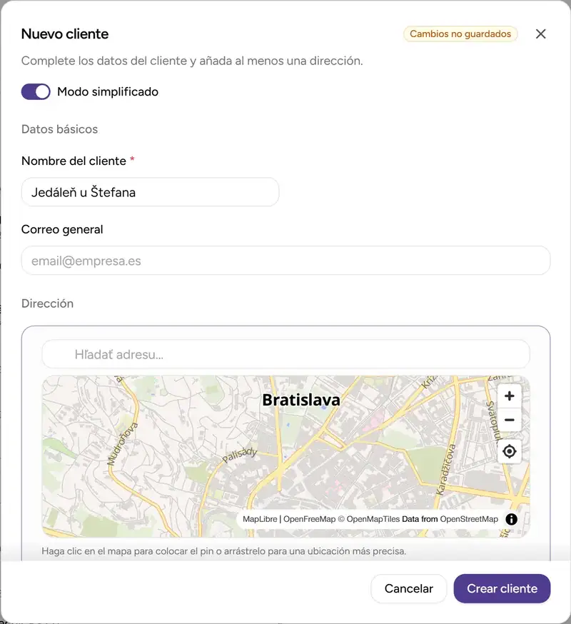 Modo simplificado de alta de cliente - Desktop