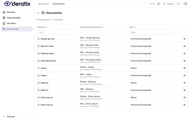 Documentos disponibles en el portal de cliente - Desktop