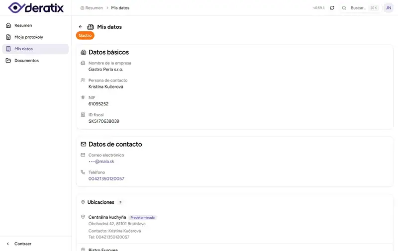 Seccion Mis datos en el portal de cliente - Desktop