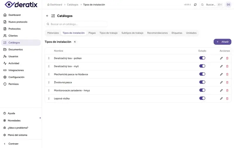 Catálogo de tipos de instalaciones - Desktop