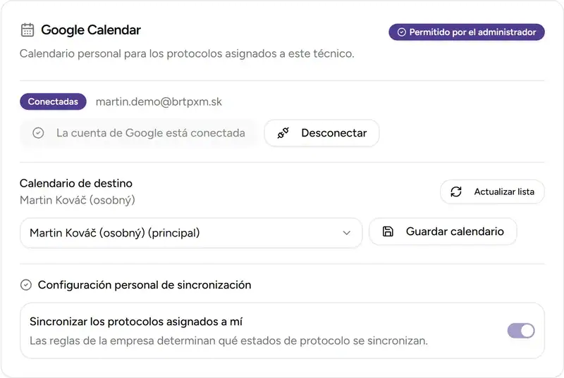 Calendario personal de Google en Mis ajustes - Desktop