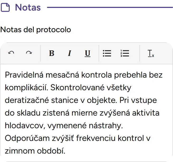 Sección de notas