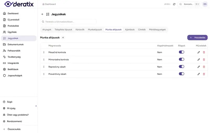 Munka-altípusok törzsadat - Desktop