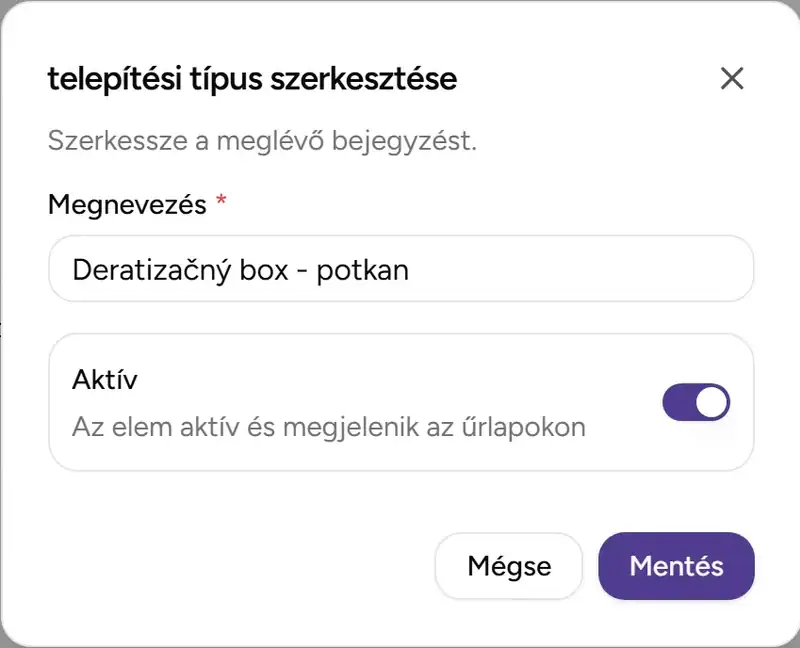 Telepítéstípus szerkesztése - Desktop