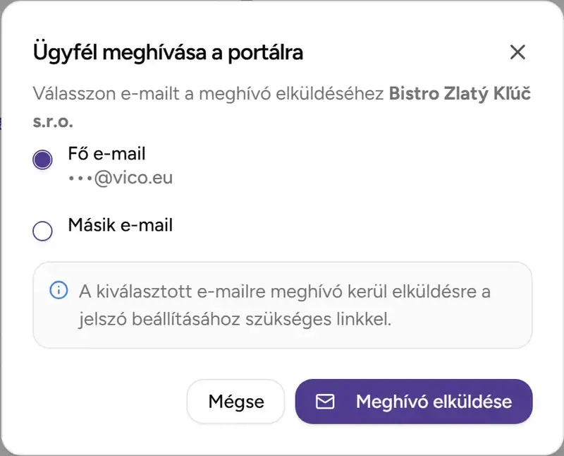 Meghívó párbeszédablak - Desktop