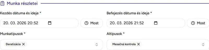 Munka részletei szakasz - Desktop
