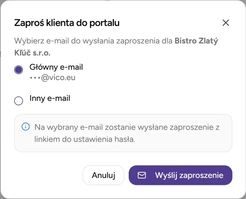Okno zaproszenia - Desktop