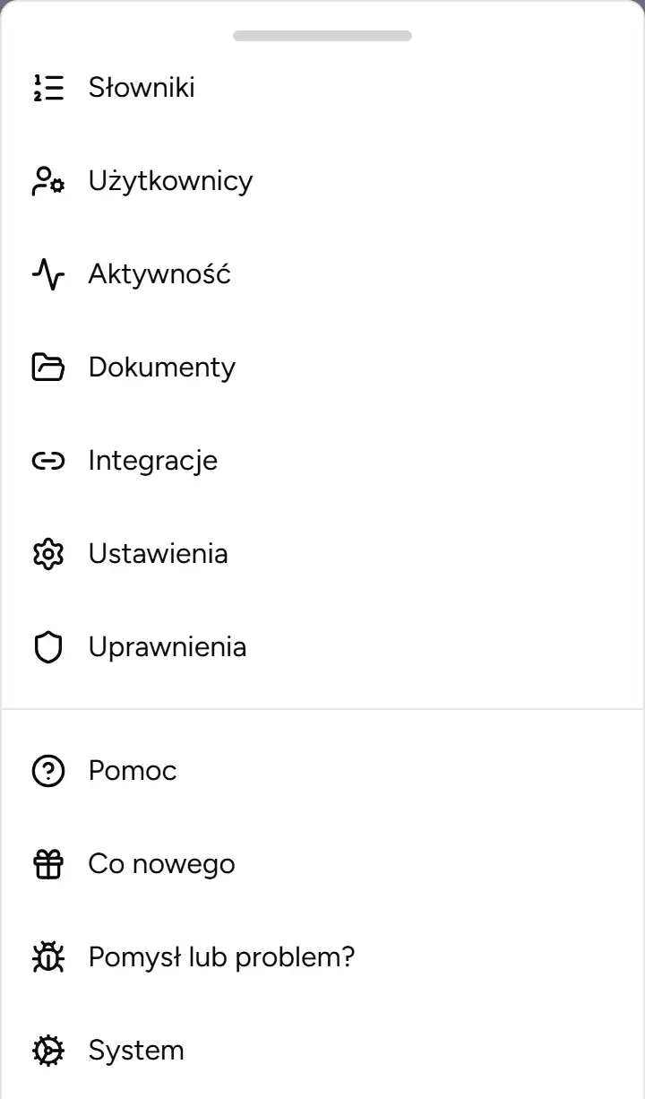 Menu Więcej
