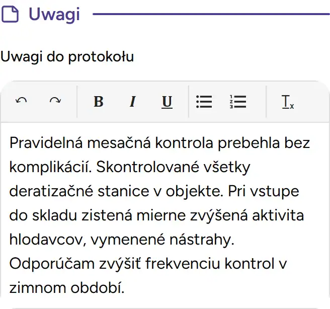 Sekcja notatek
