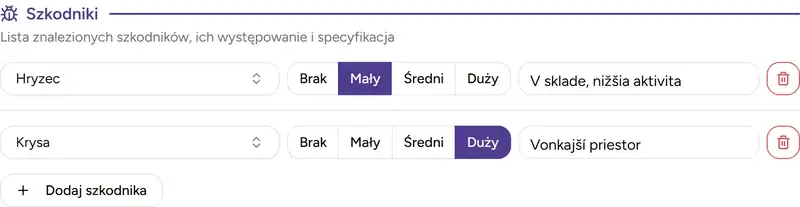 Sekcja szkodników - Desktop