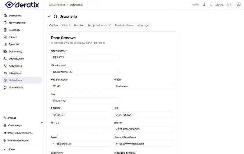 Deratix Marka Twojej firmy — desktop application screenshot showing the feature in action